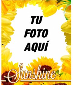 Marco para tus fotos hecho de flores amarillas, como tulipanes y girasoles  - Fotoefectos