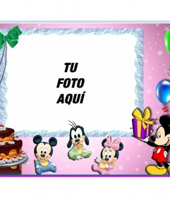 Postal infantil de Feliz Cumpleaños Mickey Mouse Fotoefectos