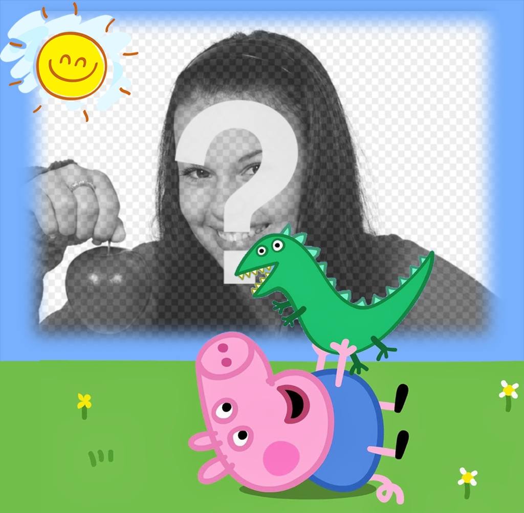 Carga tu foto junto a George de Peppa Pig con su dinosaurio de juguete ..